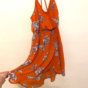 Orange floral summer dress